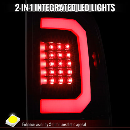 2008-2016 Ford F-250 / F-350 / F-450 / F-550 Super Duty LED C-Bar Tail Lights (Black Housing / Smoked Lens)