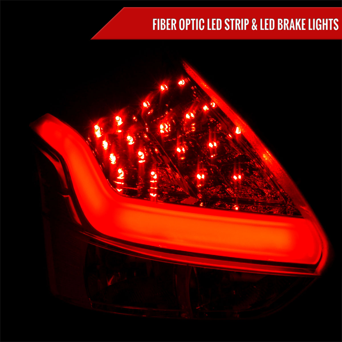 2012-2014 Ford Focus Hatchback LED Tail Lights (Chrome Housing/Smoked Lens)