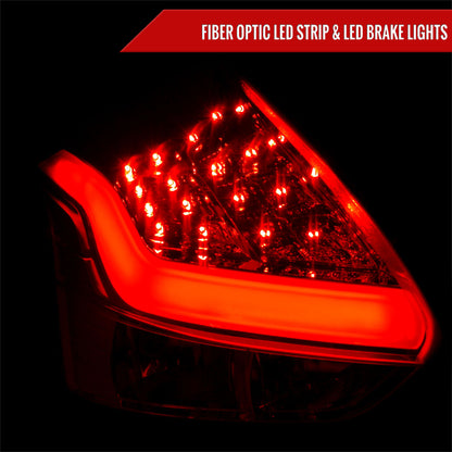 2012-2014 Ford Focus Hatchback LED Tail Lights (Chrome Housing/Smoked Lens)