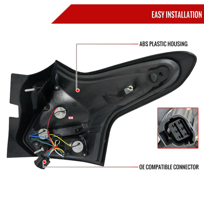 2012-2014 Ford Focus Hatchback LED Tail Lights (Chrome Housing/Smoked Lens)