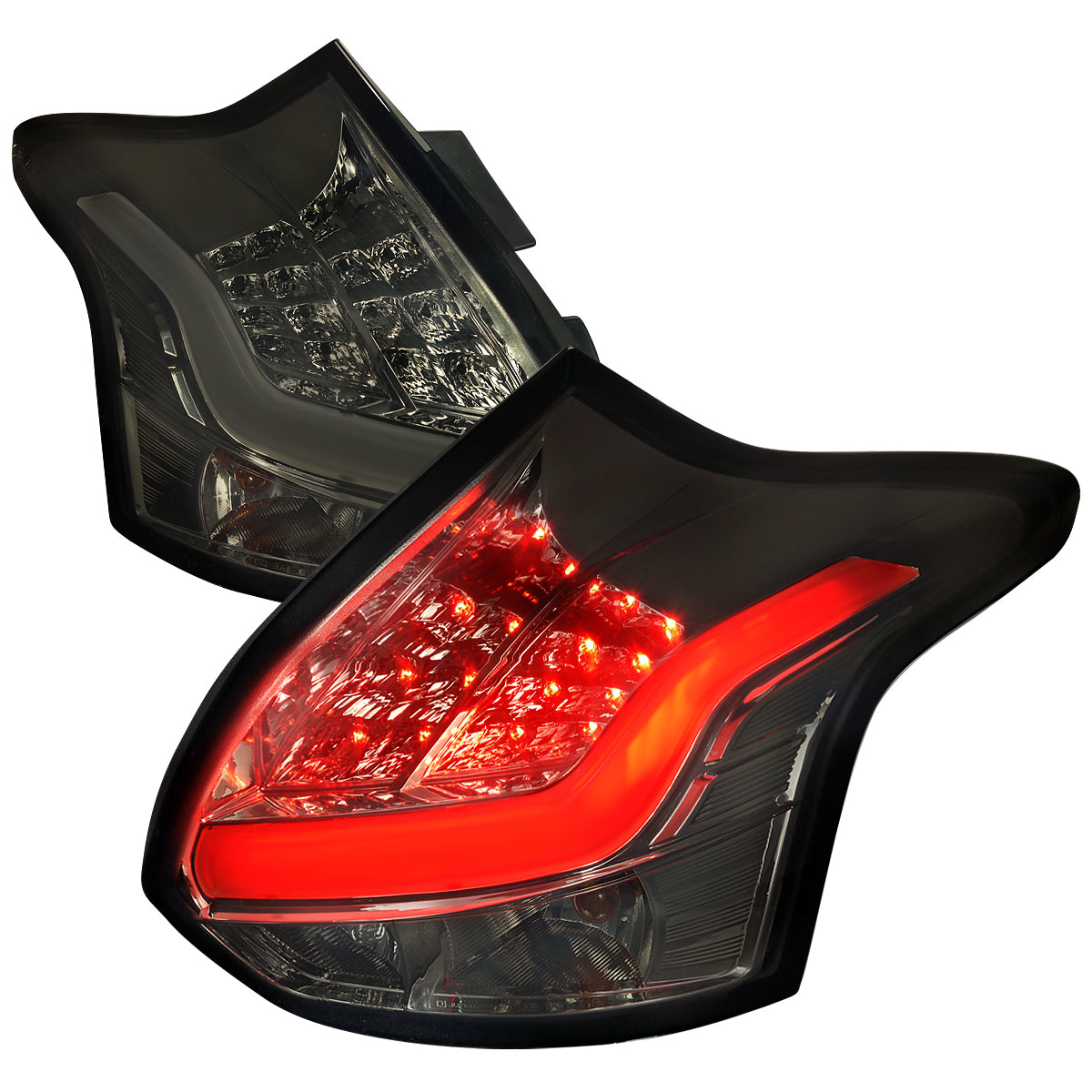 2012-2014 Ford Focus Hatchback LED Tail Lights (Chrome Housing/Smoked Lens)