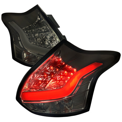 2012-2014 Ford Focus Hatchback LED Tail Lights (Chrome Housing/Smoked Lens)
