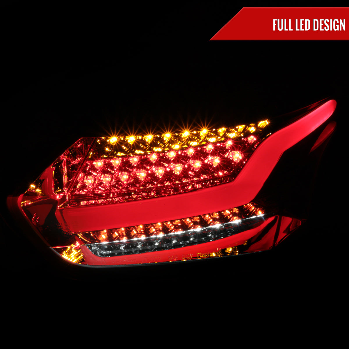 2015-2019 Ford Focus Hatchback LED Tail Lights (Chrome Housing/Red Lens)
