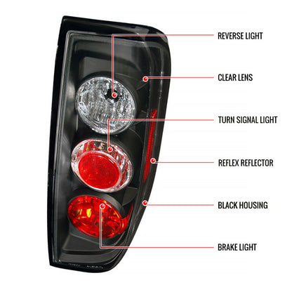 2005-2014 Nissan Frontier/ 2009-2012 Suzuki Equator Tail Lights (Matte Black Housing/Clear Lens)