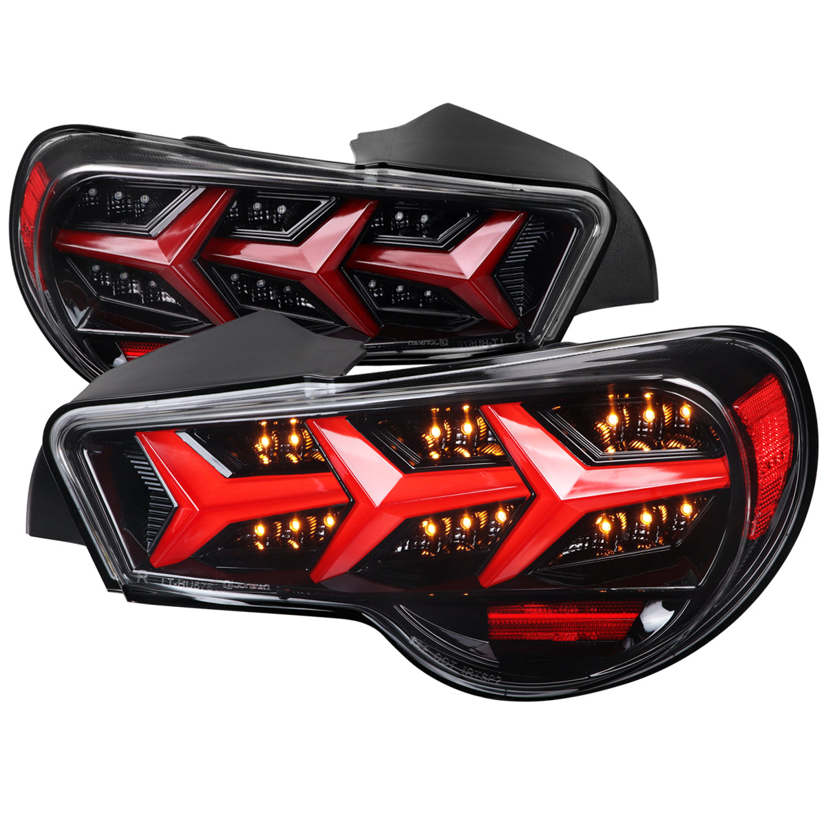 2013-2016 Scion FRS/ Subaru BRZ Lambo Style Sequential LED Tail Lights (Jet Black Housing/Clear Lens)