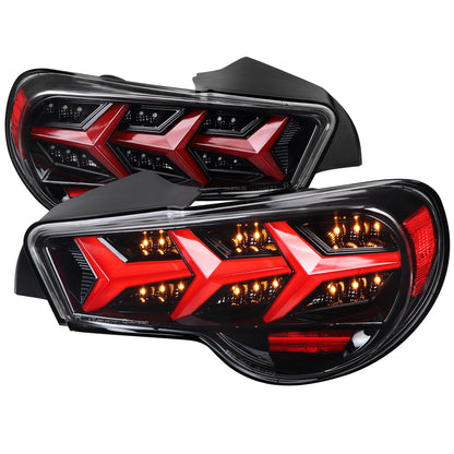 2013-2016 Scion FRS/ Subaru BRZ Lambo Style Sequential LED Tail Lights (Jet Black Housing/Clear Lens)