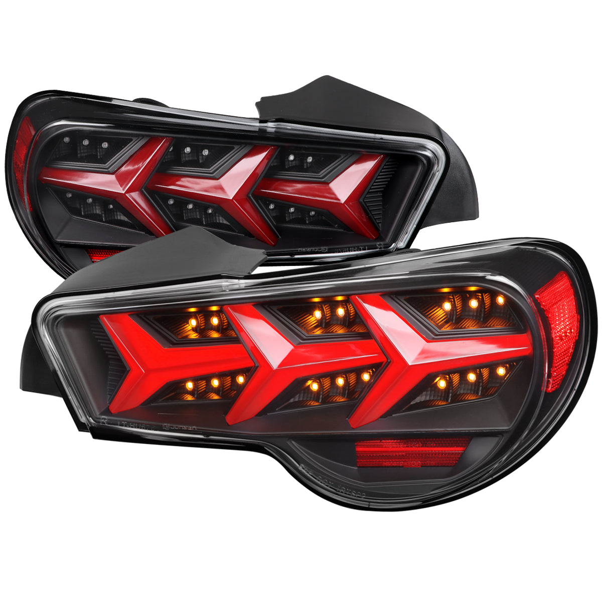 2013-2016 Scion FRS/ Subaru BRZ Lambo Style Sequential LED Tail Lights (Black Housing/Clear Lens)