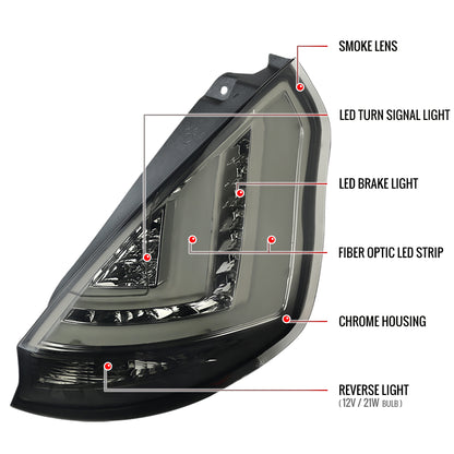 2011-2013 Ford Fiesta Hatchback LED Tail Lights (Chrome Housing/Smoked Lens)