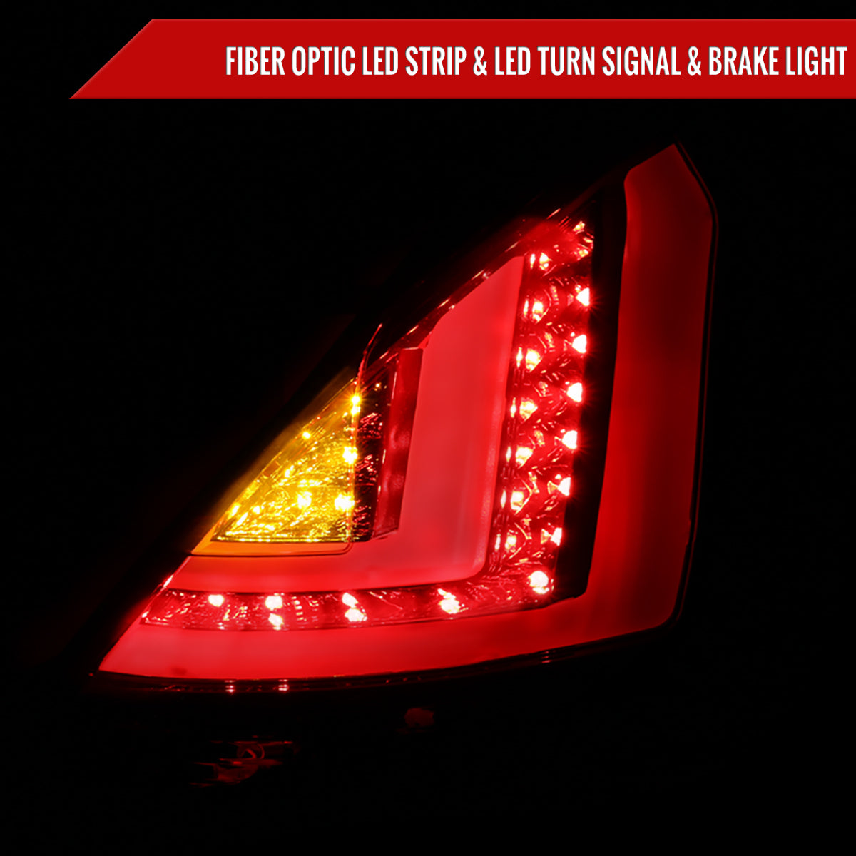 2011-2013 Ford Fiesta Hatchback LED Tail Lights (Chrome Housing/Red Smoked Lens)