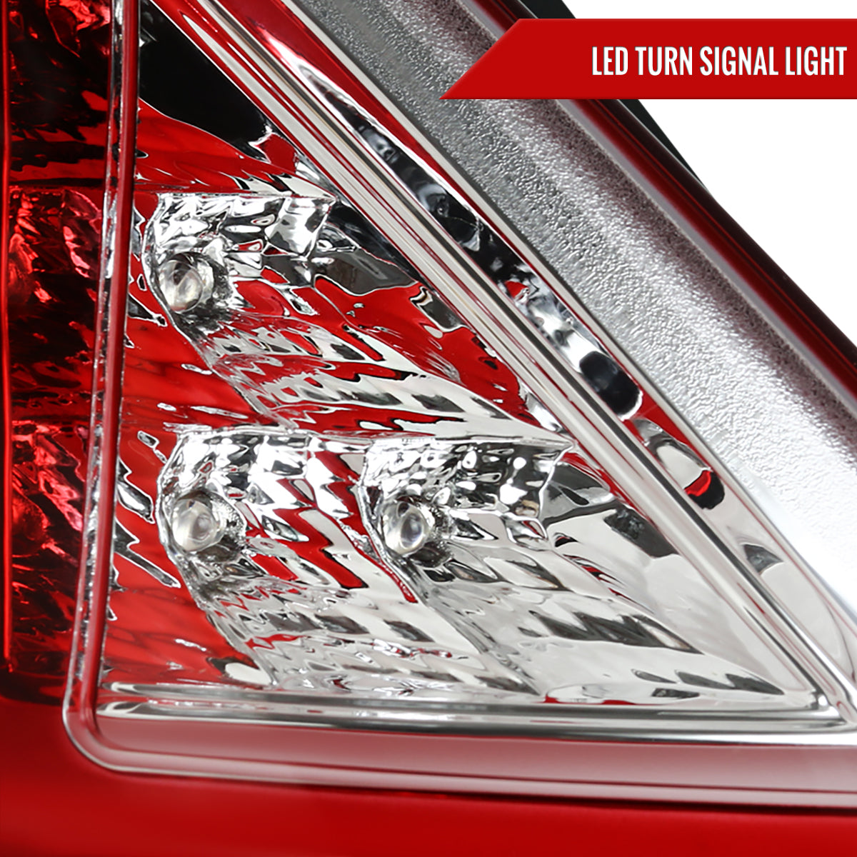 2011-2013 Ford Fiesta Hatchback LED Tail Lights (Chrome Housing/Red Lens)