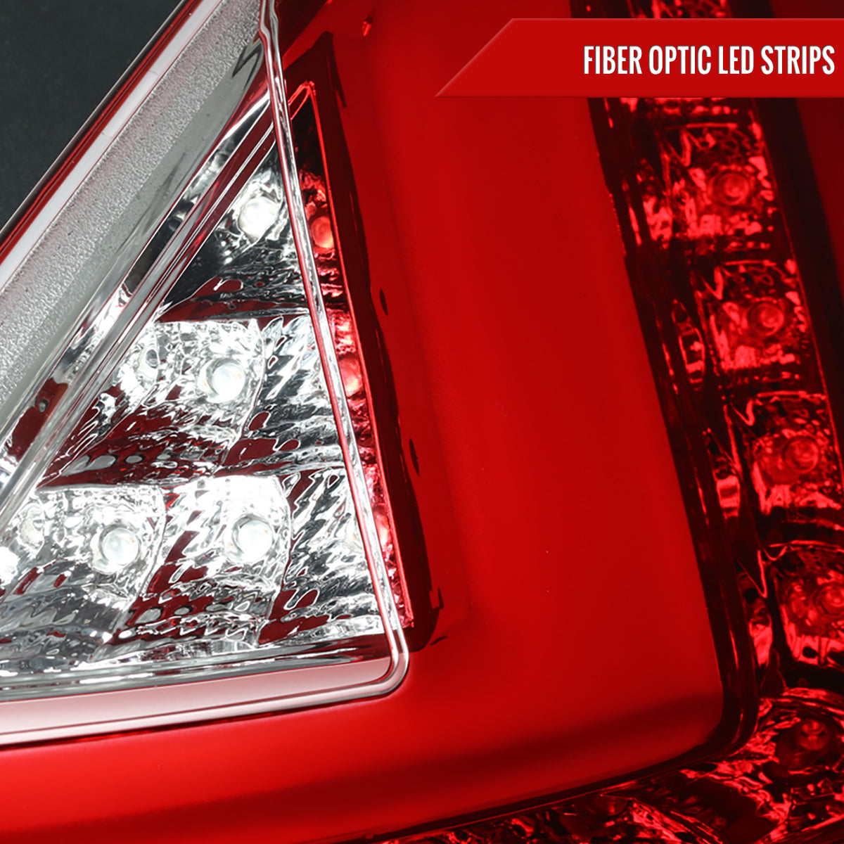 2011-2013 Ford Fiesta Hatchback LED Tail Lights (Chrome Housing/Red Lens)