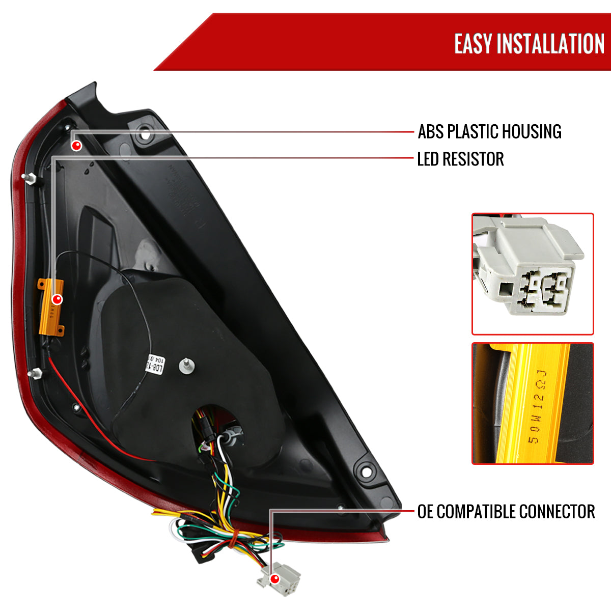 2011-2013 Ford Fiesta Hatchback LED Tail Lights (Chrome Housing/Red Lens)