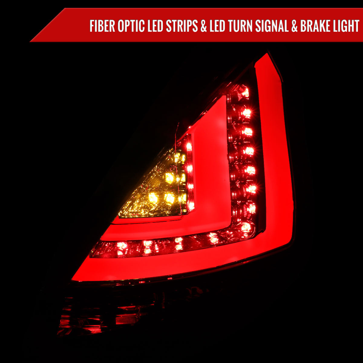 2014-2019 Ford Fiesta Hatchback LED Bar Tail Lights (Chrome Housing/Smoked Lens)