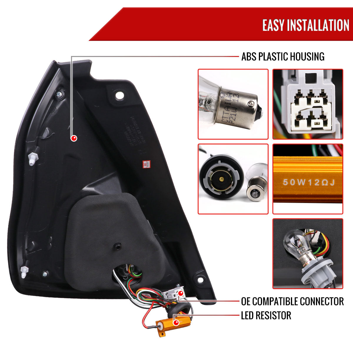 2014-2019 Ford Fiesta Hatchback LED Bar Tail Lights (Chrome Housing/Smoked Lens)