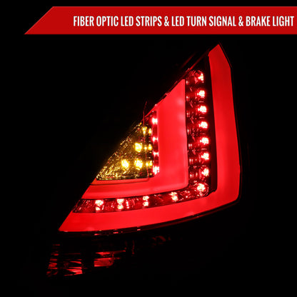 2014-2019 Ford Fiesta Hatchback LED Bar Tail Lights (Chrome Housing/Red Smoked Lens)
