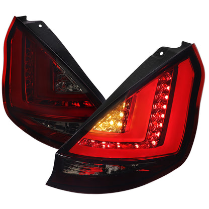 2014-2019 Ford Fiesta Hatchback LED Bar Tail Lights (Chrome Housing/Red Smoked Lens)
