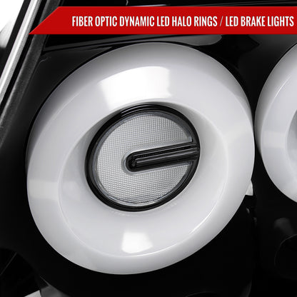 2003-2007 Infiniti G35 Coupe White LED Halo Sequential Signal Tail Lights (Glossy Black Housing/Clear Lens)