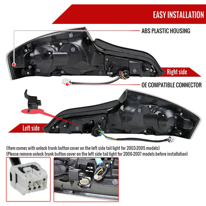 2003-2007 Infiniti G35 Coupe White LED Halo Sequential Signal Tail Lights (Glossy Black Housing/Clear Lens)
