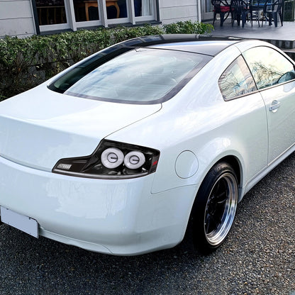 2003-2007 Infiniti G35 Coupe White LED Halo Sequential Signal Tail Lights (Glossy Black Housing/Clear Lens)