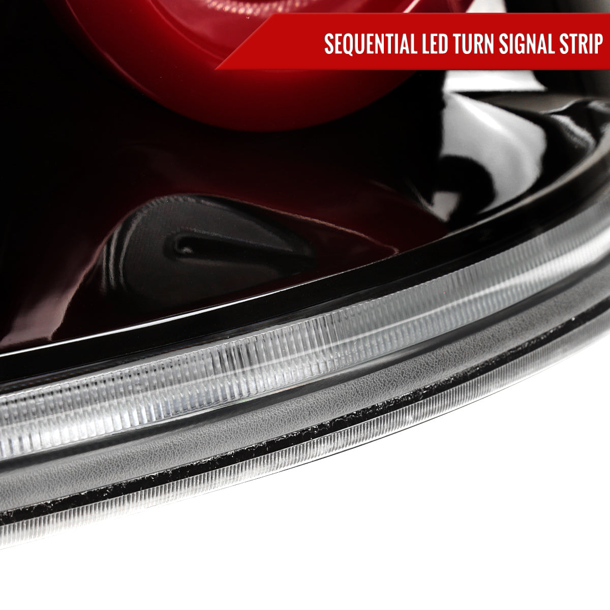 2003-2007 Infiniti G35 Coupe Red LED Halo Sequential Signal Tail Lights (Glossy Black Housing/Clear Lens)