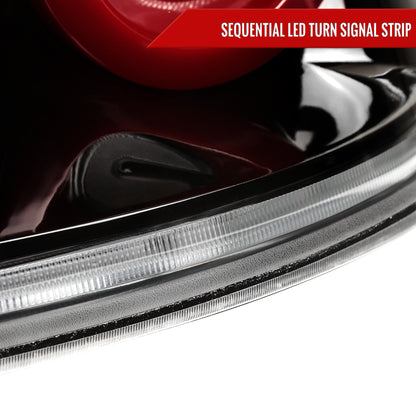 2003-2007 Infiniti G35 Coupe Red LED Halo Sequential Signal Tail Lights (Glossy Black Housing/Clear Lens)