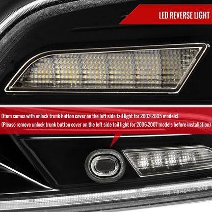2003-2007 Infiniti G35 Coupe Red LED Halo Sequential Signal Tail Lights (Glossy Black Housing/Clear Lens)
