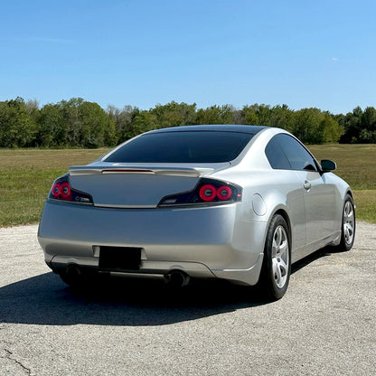 2003-2007 Infiniti G35 Coupe Red LED Halo Sequential Signal Tail Lights (Glossy Black Housing/Clear Lens)