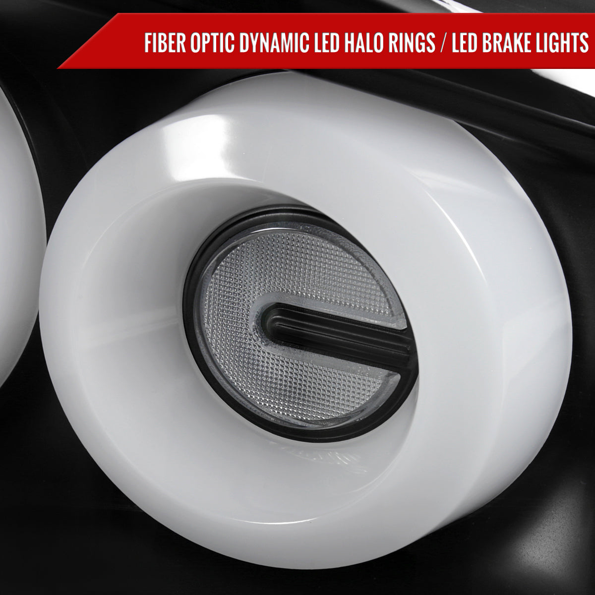 2003-2007 Infiniti G35 Coupe White LED Halo Sequential Signal Tail Lights (Matte Black Housing/Clear Lens)