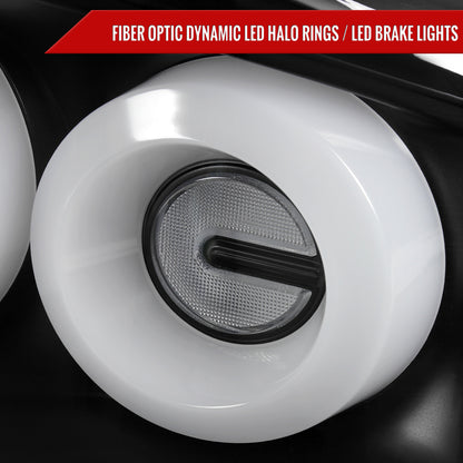 2003-2007 Infiniti G35 Coupe White LED Halo Sequential Signal Tail Lights (Matte Black Housing/Clear Lens)