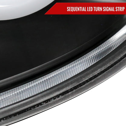 2003-2007 Infiniti G35 Coupe White LED Halo Sequential Signal Tail Lights (Matte Black Housing/Clear Lens)