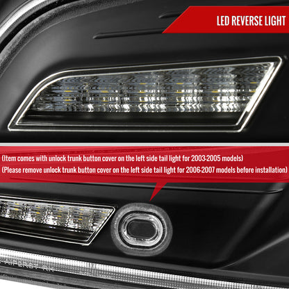 2003-2007 Infiniti G35 Coupe White LED Halo Sequential Signal Tail Lights (Matte Black Housing/Clear Lens)