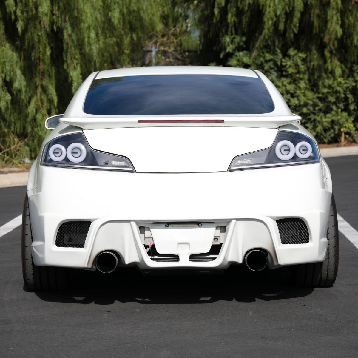 2003-2007 Infiniti G35 Coupe White LED Halo Sequential Signal Tail Lights (Matte Black Housing/Clear Lens)
