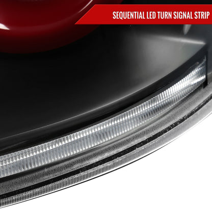 2003-2007 Infiniti G35 Coupe Red LED Halo Sequential Signal Tail Lights (Matte Black Housing/Clear Lens)