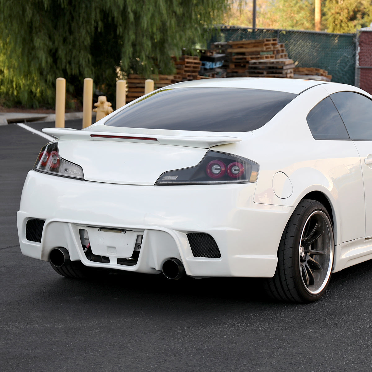 2003-2007 Infiniti G35 Coupe Red LED Halo Sequential Signal Tail Lights (Matte Black Housing/Clear Lens)