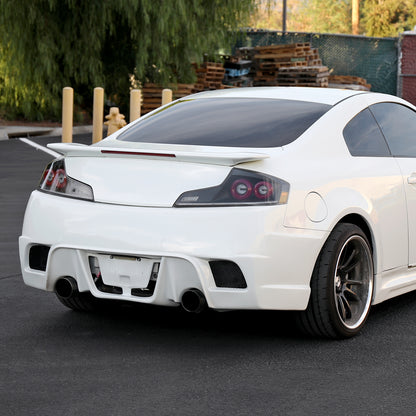 2003-2007 Infiniti G35 Coupe Red LED Halo Sequential Signal Tail Lights (Matte Black Housing/Clear Lens)
