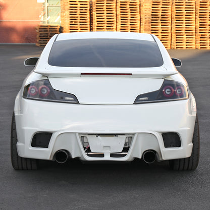 2003-2007 Infiniti G35 Coupe Red LED Halo Sequential Signal Tail Lights (Matte Black Housing/Clear Lens)