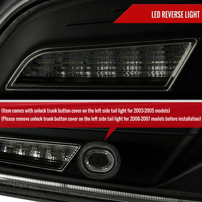 2003-2007 Infiniti G35 Coupe White LED Halo Sequential Signal Tail Lights (Matte Black Housing/Smoked Lens)