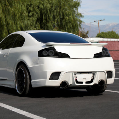 2003-2007 Infiniti G35 Coupe White LED Halo Sequential Signal Tail Lights (Matte Black Housing/Smoked Lens)