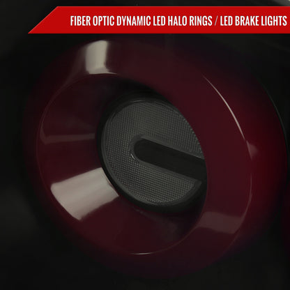 2003-2007 Infiniti G35 Coupe Red LED Halo Sequential Signal Tail Lights (Matte Black Housing/Smoked Lens)