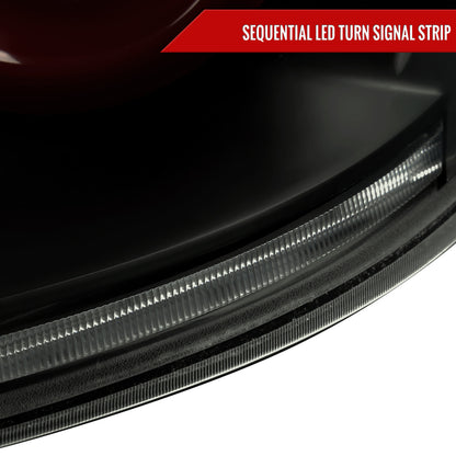 2003-2007 Infiniti G35 Coupe Red LED Halo Sequential Signal Tail Lights (Matte Black Housing/Smoked Lens)