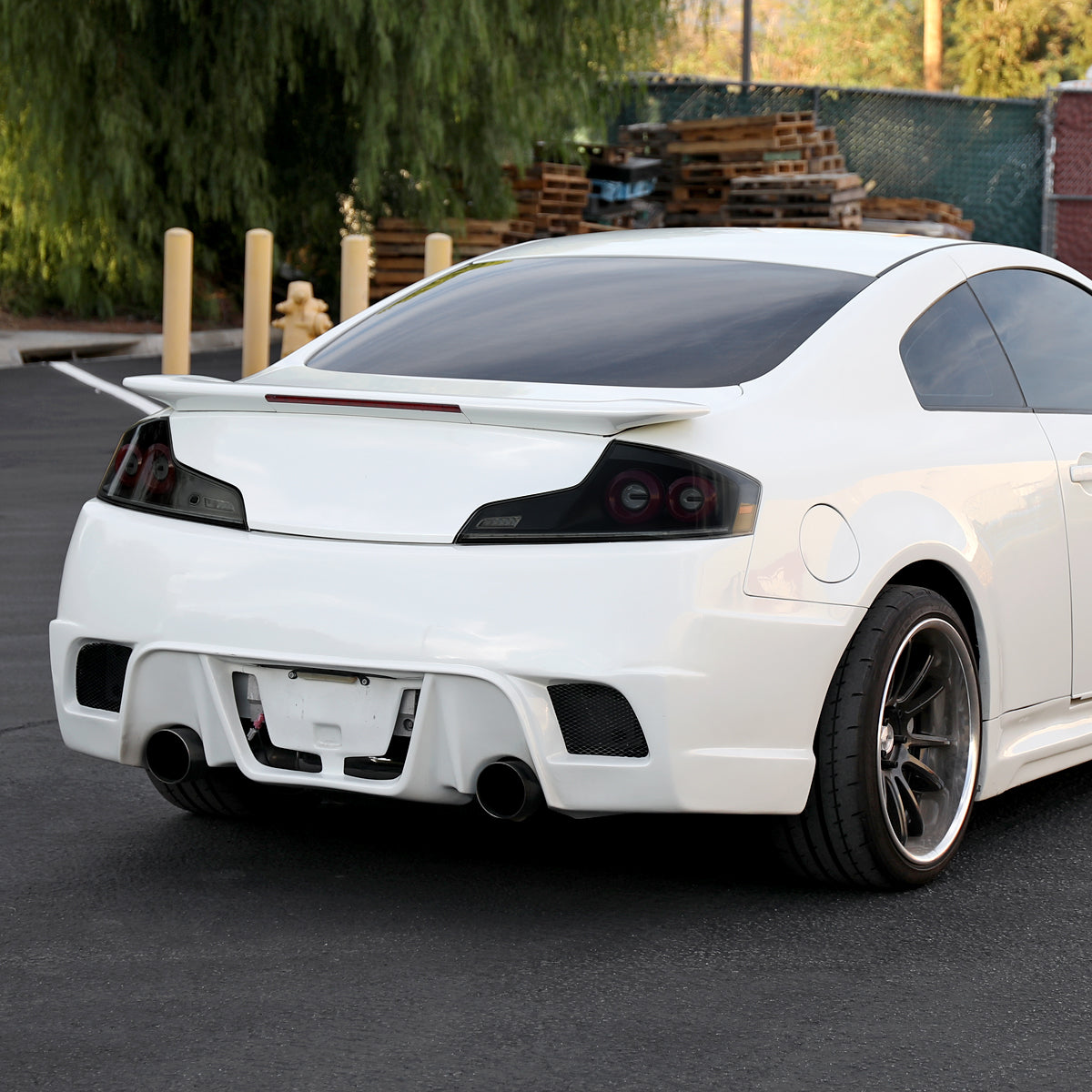 2003-2007 Infiniti G35 Coupe Red LED Halo Sequential Signal Tail Lights (Matte Black Housing/Smoked Lens)