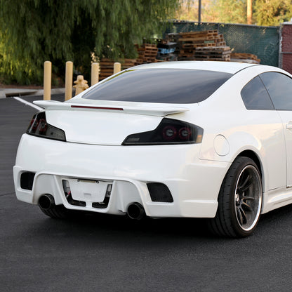 2003-2007 Infiniti G35 Coupe Red LED Halo Sequential Signal Tail Lights (Matte Black Housing/Smoked Lens)