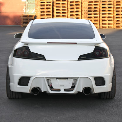 2003-2007 Infiniti G35 Coupe Red LED Halo Sequential Signal Tail Lights (Matte Black Housing/Smoked Lens)