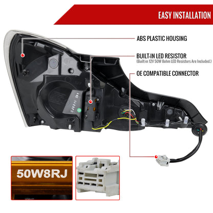 2008-2013 Infiniti G37/2014-2015 Q60 Coupe/Convertible LED Tail Lights w/ Switchback Sequential Turn Signals (Jet Black Housing / Clear Lens)