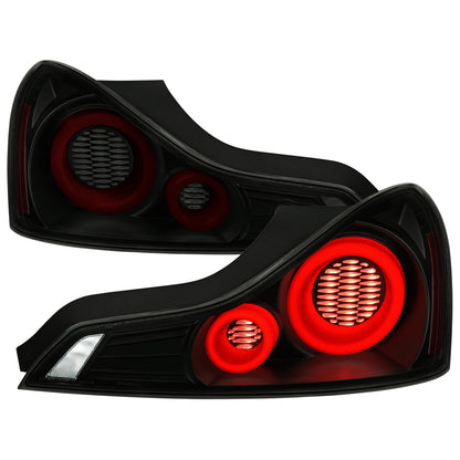 2008-2013 Infiniti G37/2014-2015 Q60 Coupe/Convertible Red LED Tail Lights w/ Switchback Sequential Turn Signals (Black Housing / Smoked Lens)