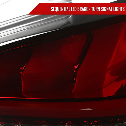 2010-2016 Hyundai Genesis Coupe Red Bar Sequential LED Tail Lights (Satin Black Housing/Clear Lens)