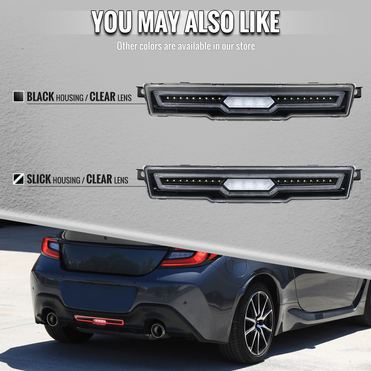 2022-2024 Toyota GR86 / Subaru BRZ Rear Bumper Full LED 4th Reverse Tail Brake Light (Matte Black Housing / Clear Lens)