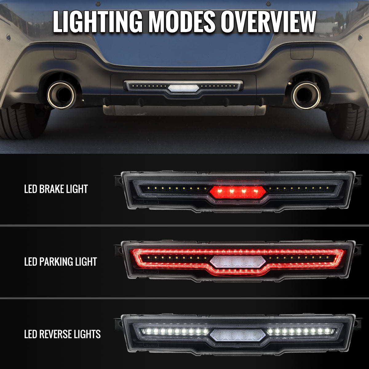 2022-2024 Toyota GR86 / Subaru BRZ Rear Bumper Full LED 4th Reverse Tail Brake Light (Matte Black Housing / Clear Lens)