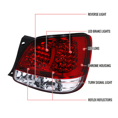 1998-2005 Lexus GS300/GS400/GS430 LED Tail Lights (Chrome Housing/Red Clear Lens)