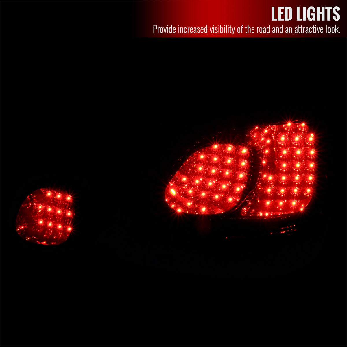 1998-2005 Lexus GS300/GS400/GS430 LED Tail Lights & Trunk Lights (Chrome Housing/Red Smoked Lens)